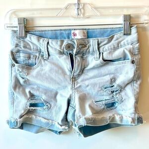 So Light Blue Denim Girls Distressed Shorts Size 8